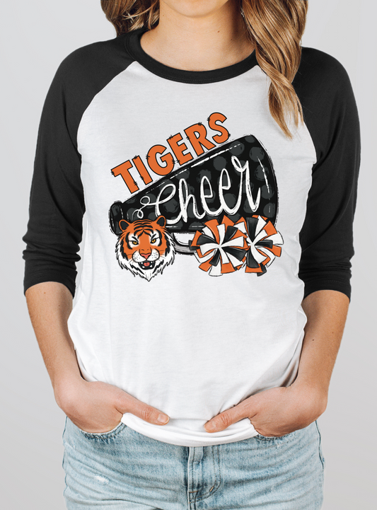 Tigers Cheer Mascot Raglan Graphic Tee