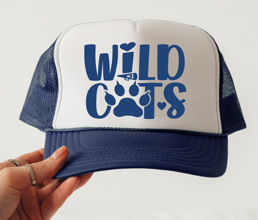 Wildcats with Paw Print Football Mascot Trucker Ballcap